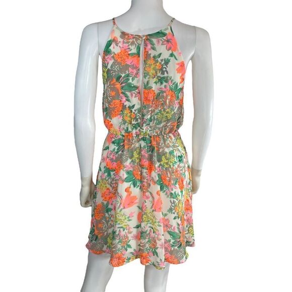 Lovesong Floral Sleeveless Halter Neck Mini Dress Resort Vacation - Picture 6 of 9